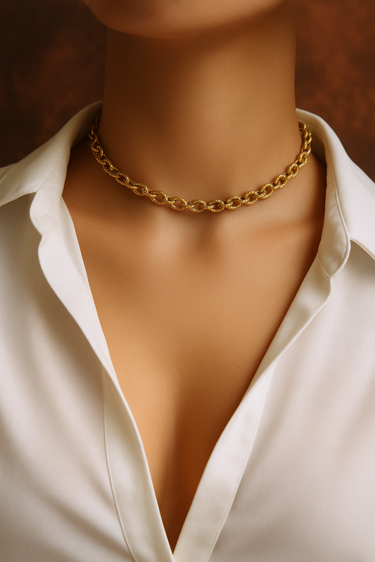 Girocollo in acciaio dorato