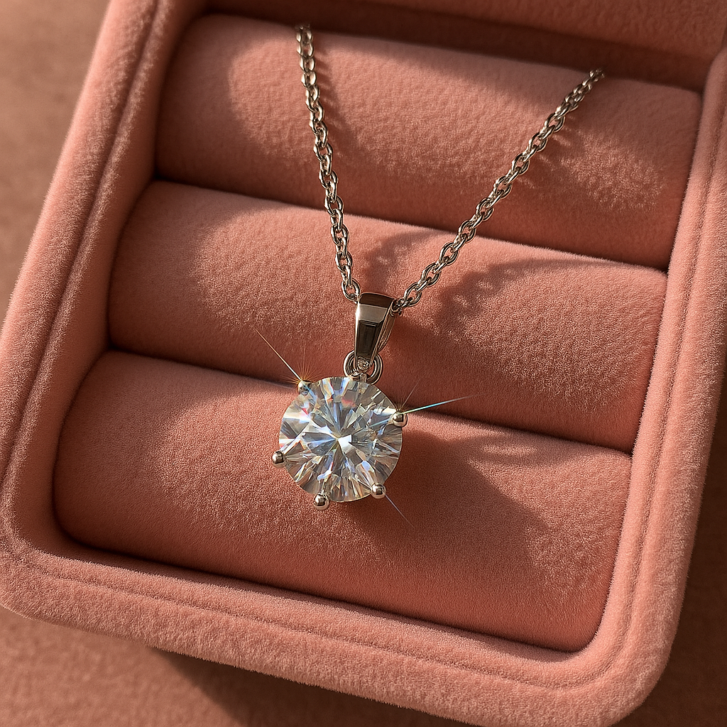 Girocollo in acciaio e Moissanite da 3 carati