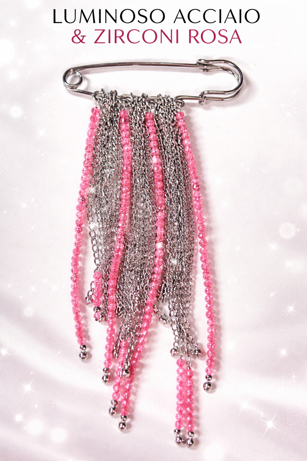 Spilla Glam Pink Cascade firmata Vizio Gioielli