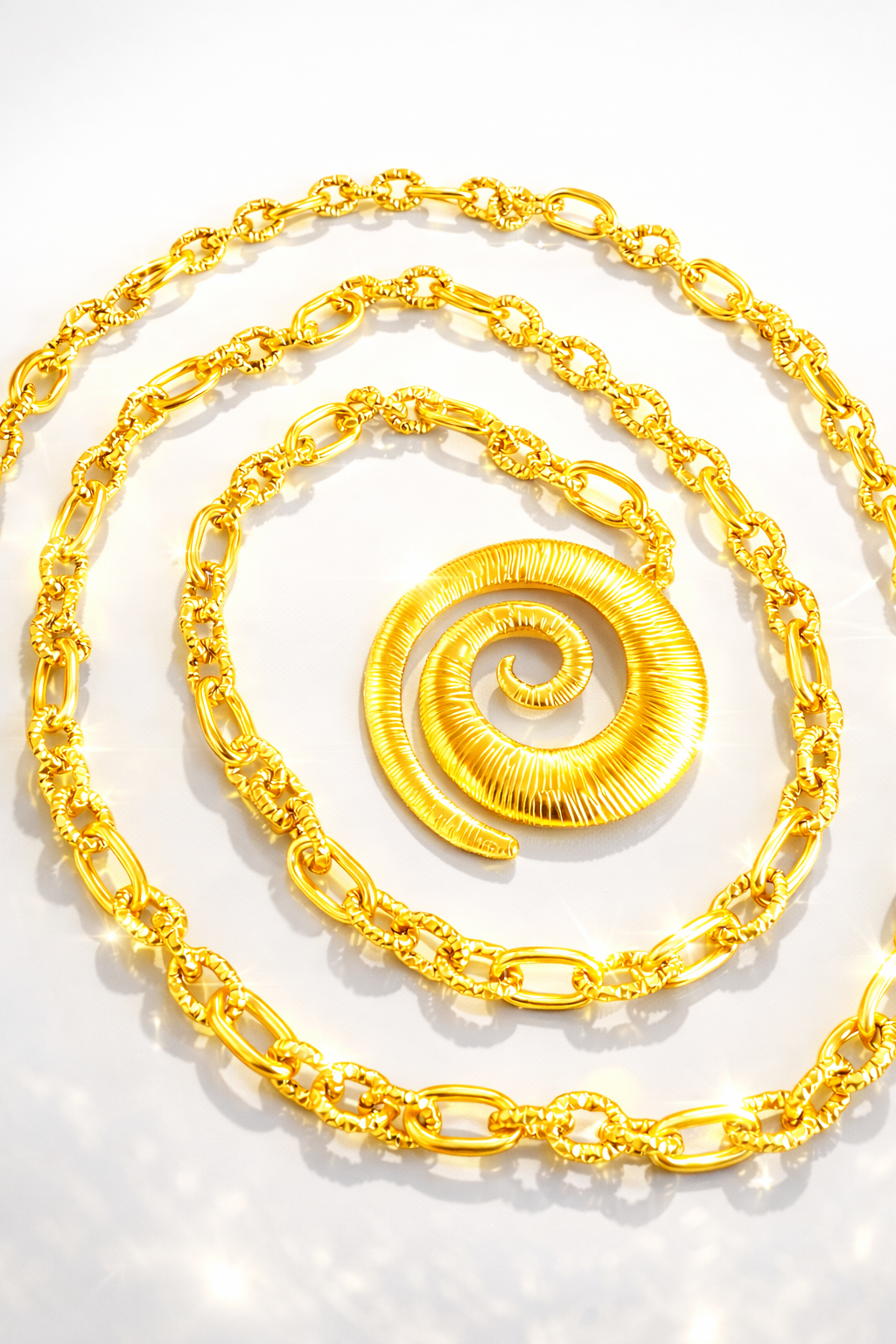 Collana Lunga Spiral Gold – Acciaio Dorato 90 cm con Ciondolo Spirale firmata Vizio Gioielli