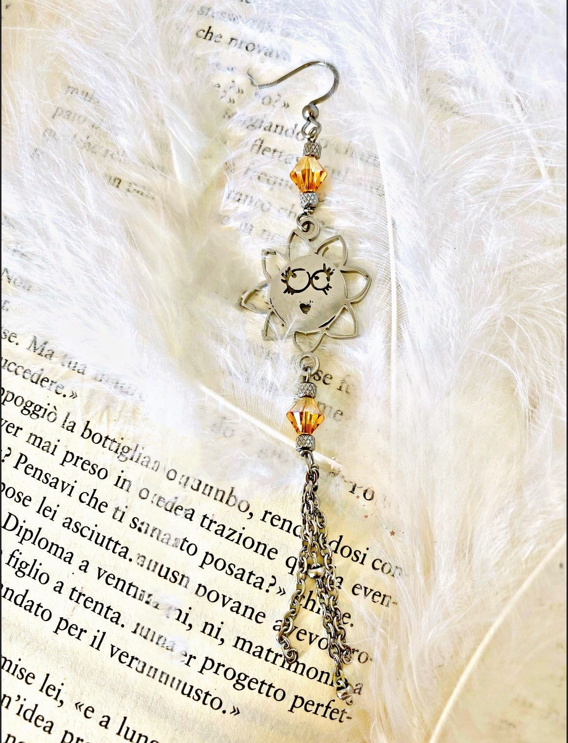 Mono orecchini in acciaio e cristalli Swarovski