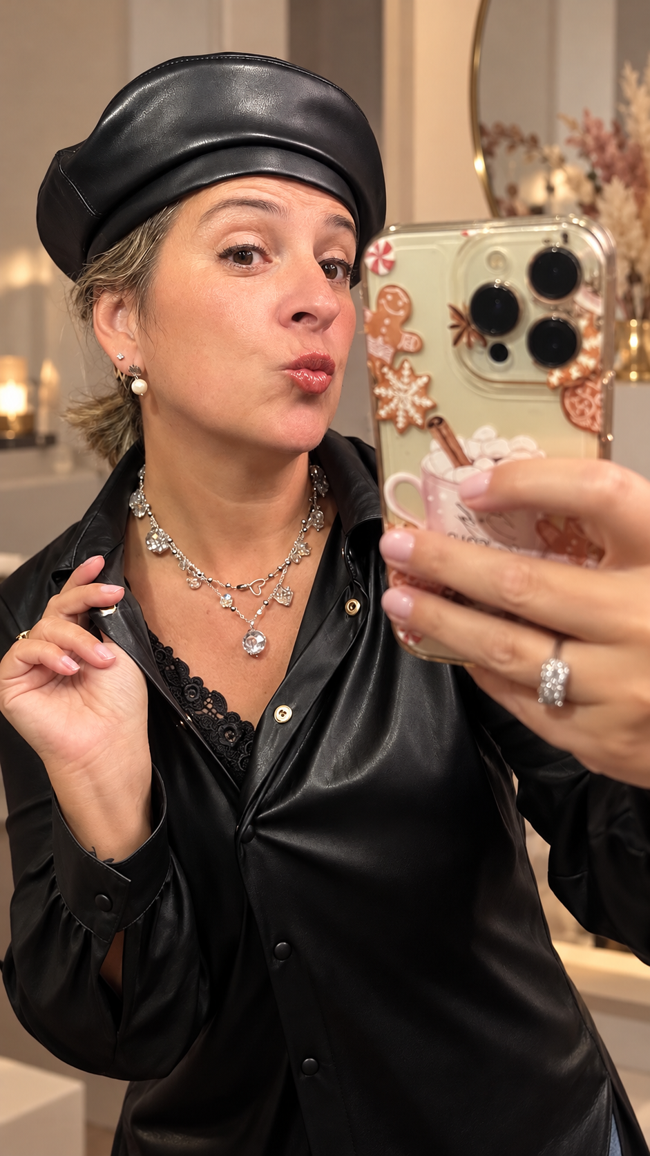Collana lunga Crystal Bubble 90 cm in acciaio con cristalli e perle di vetro sfaccettate – Vizio Gioielli