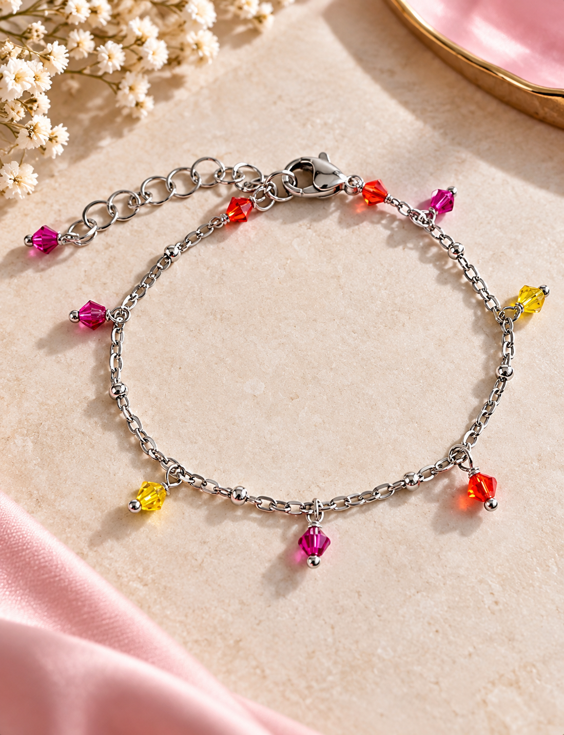 Bracciale in acciaio con cristalli colorati California Sunset – Vizio Gioielli