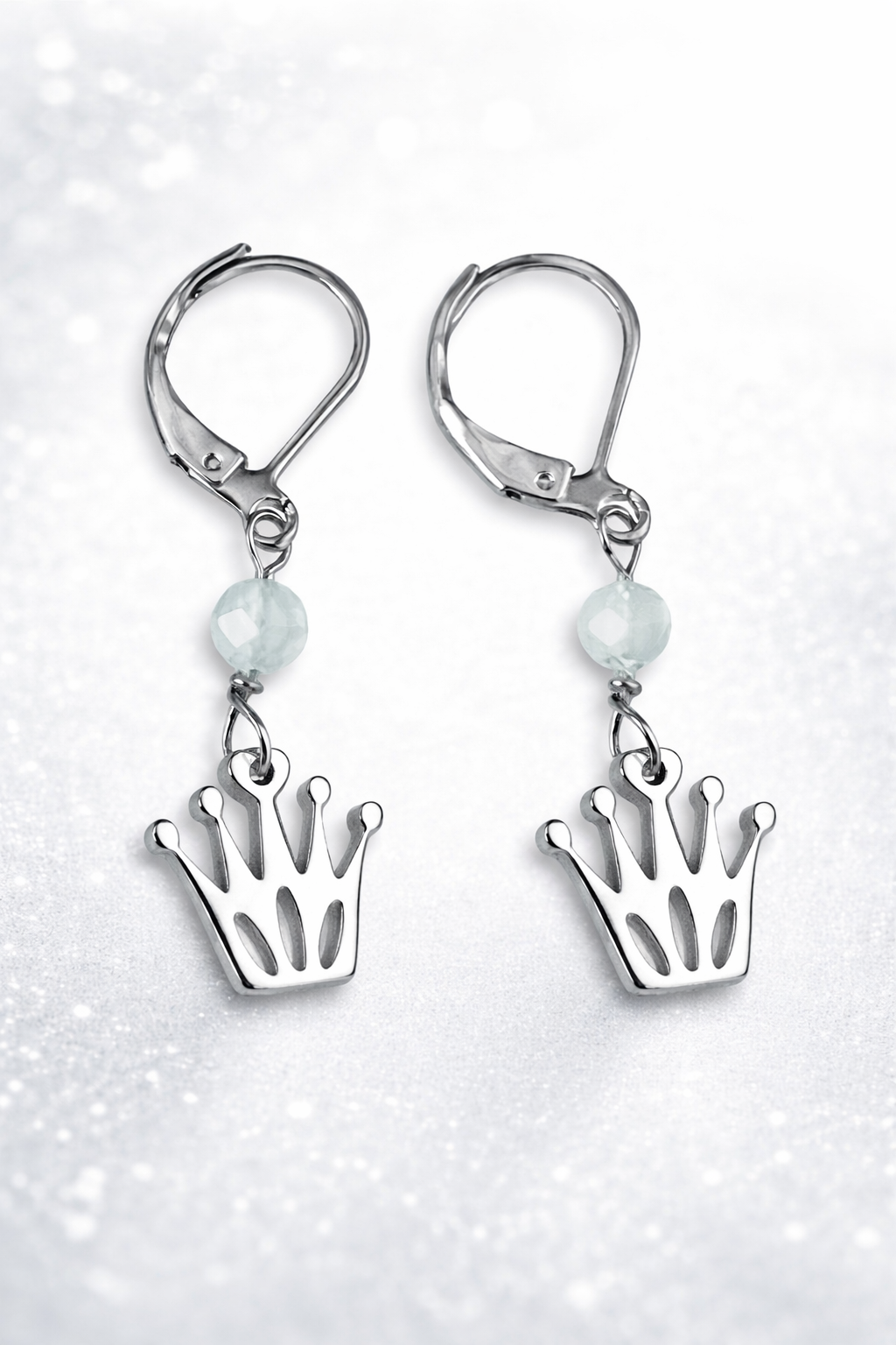 Orecchini in acciaio e acquamarina firmati Vizio Gioielli