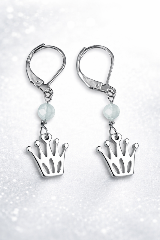 Orecchini in acciaio e acquamarina firmati Vizio Gioielli