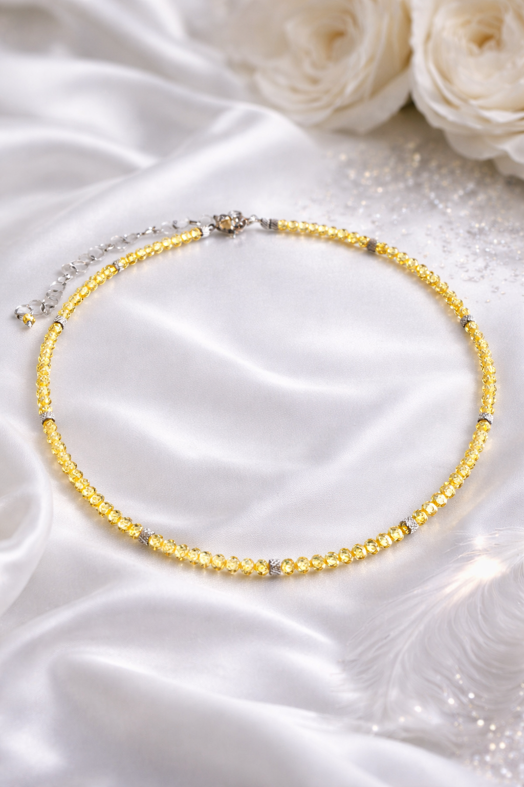 Girocollo  in acciaio e zirconi gialli Vizio Gioielli