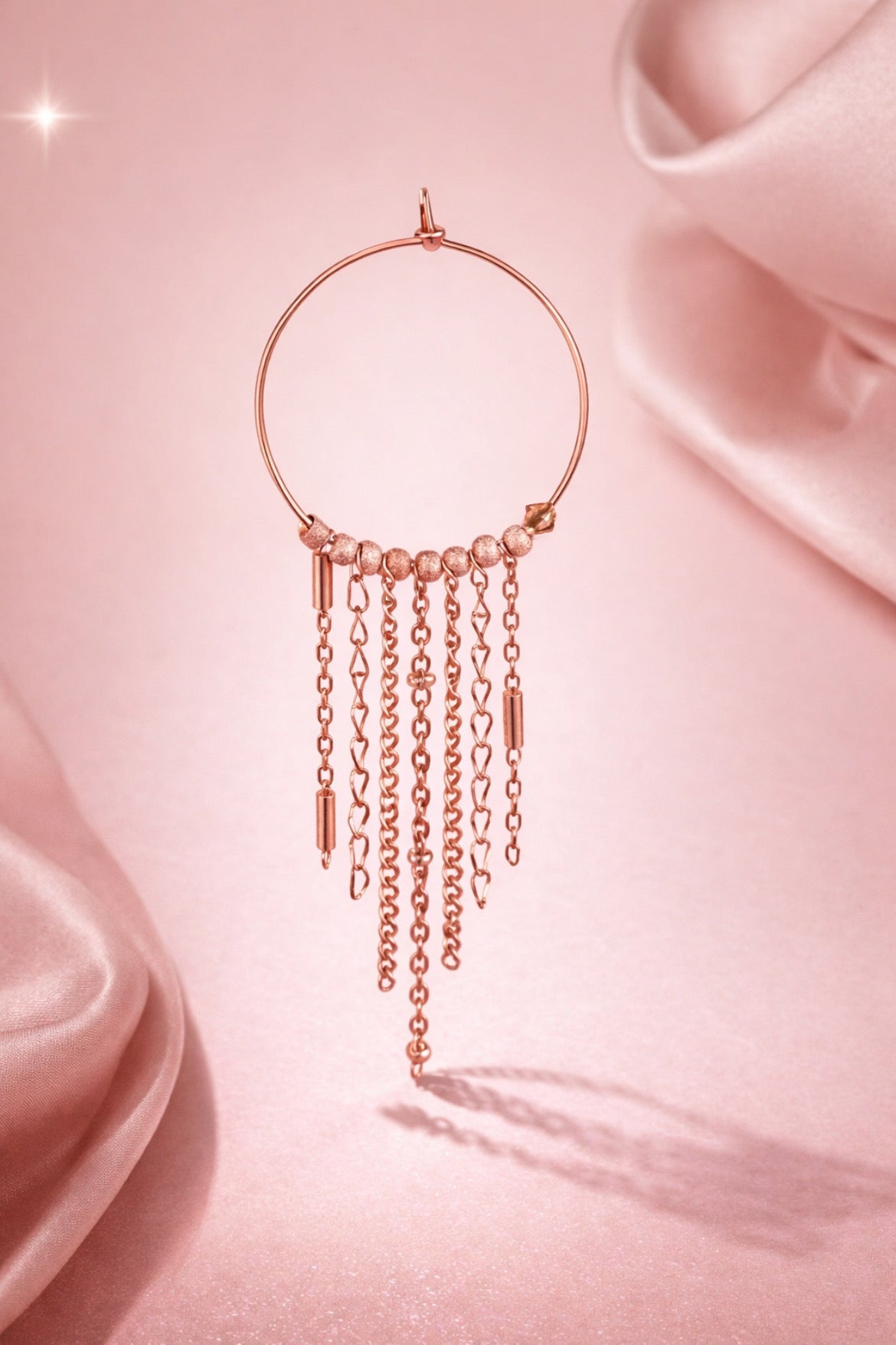 Mono Orecchino lungo in Acciaio rosato firmato Vizio Gioielli