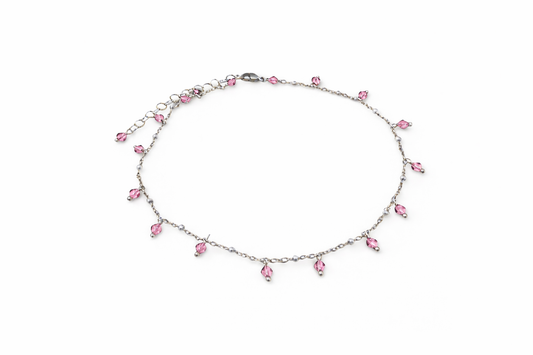 Girocollo in acciaio e cristalli Swarovski rosa Vizio Gioielli