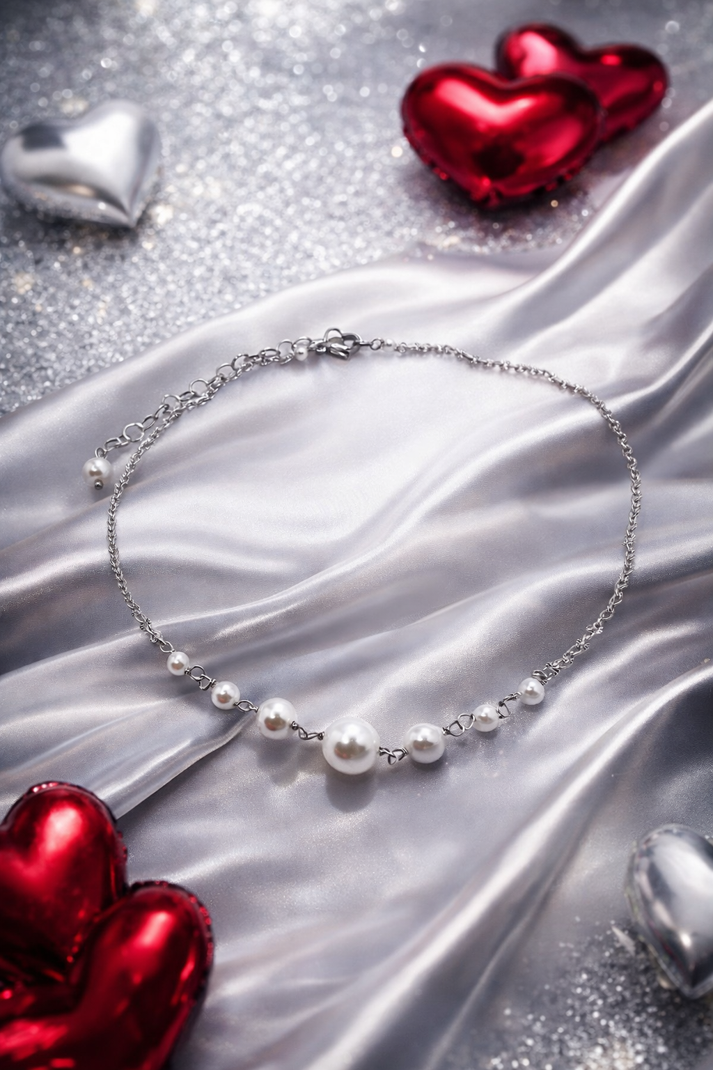 Girocollo in acciaio e perle Vizio Gioielli