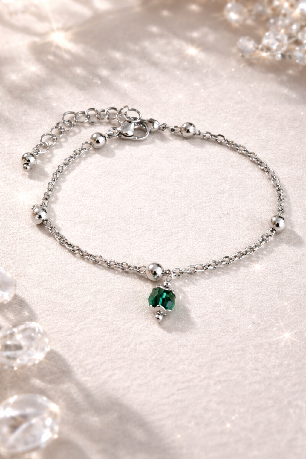 Bracciale in Acciaio con Cristallo verde firmato Vizio Gioielli