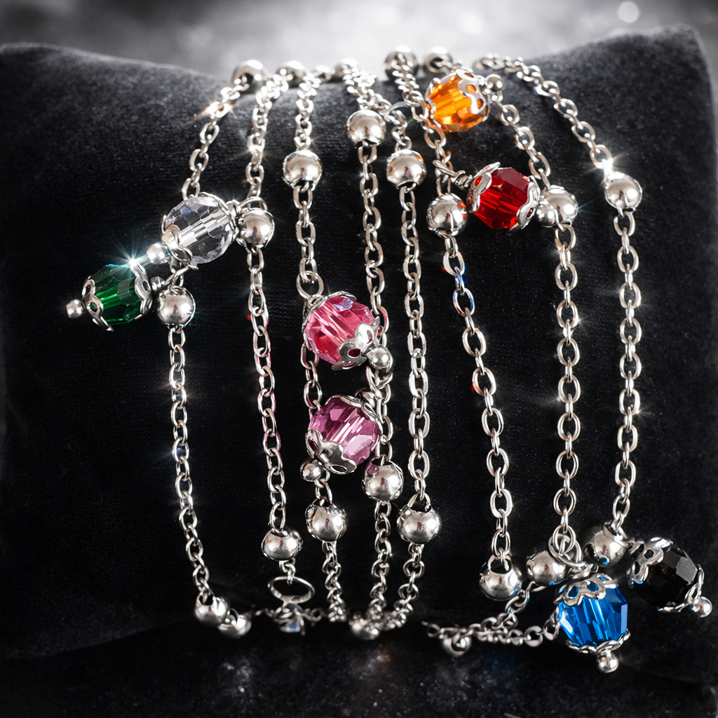 Set di bracciali in acciaio e cristalli colorati assortiti firmati Vizio Gioielli