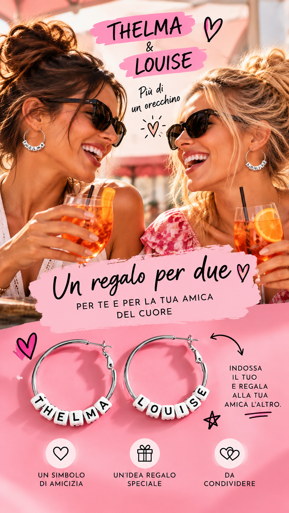 Orecchini a cerchio Thelma & Louise in acciaio silver color – Collezione Dillo! Vizio Gioielli