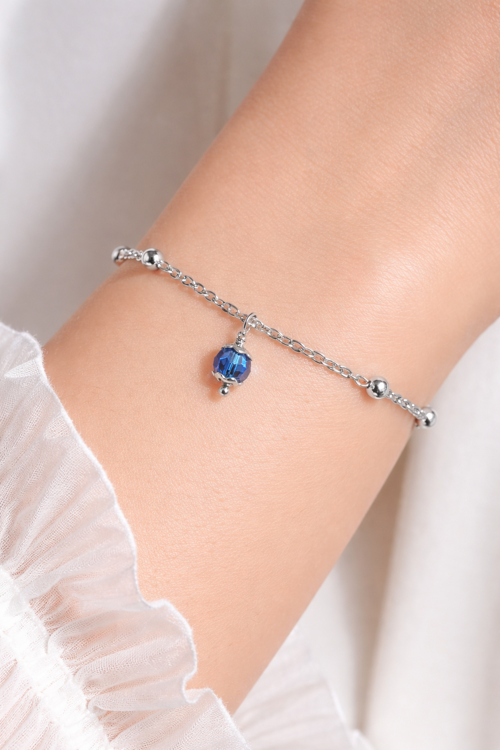 Bracciale in Acciaio con Cristallo blu firmato Vizio Gioielli