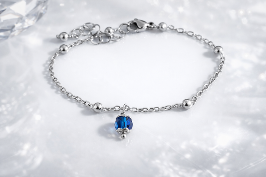 Bracciale in Acciaio con Cristallo blu firmato Vizio Gioielli