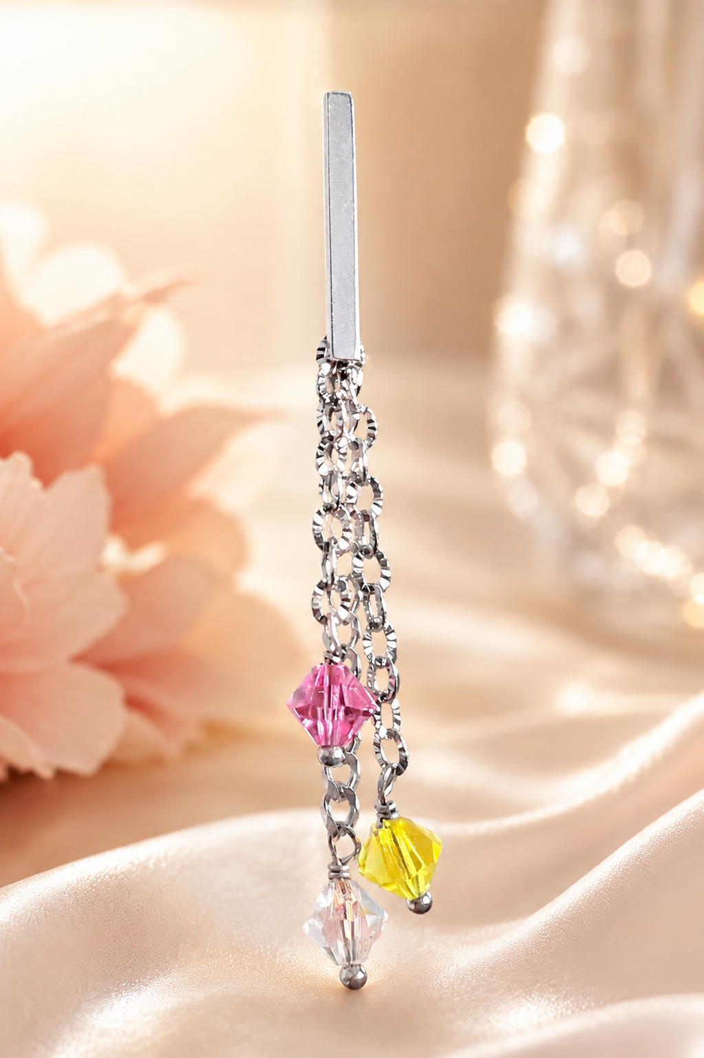 Mono Orecchino Mirage – Crystal, Rosa & Lemon