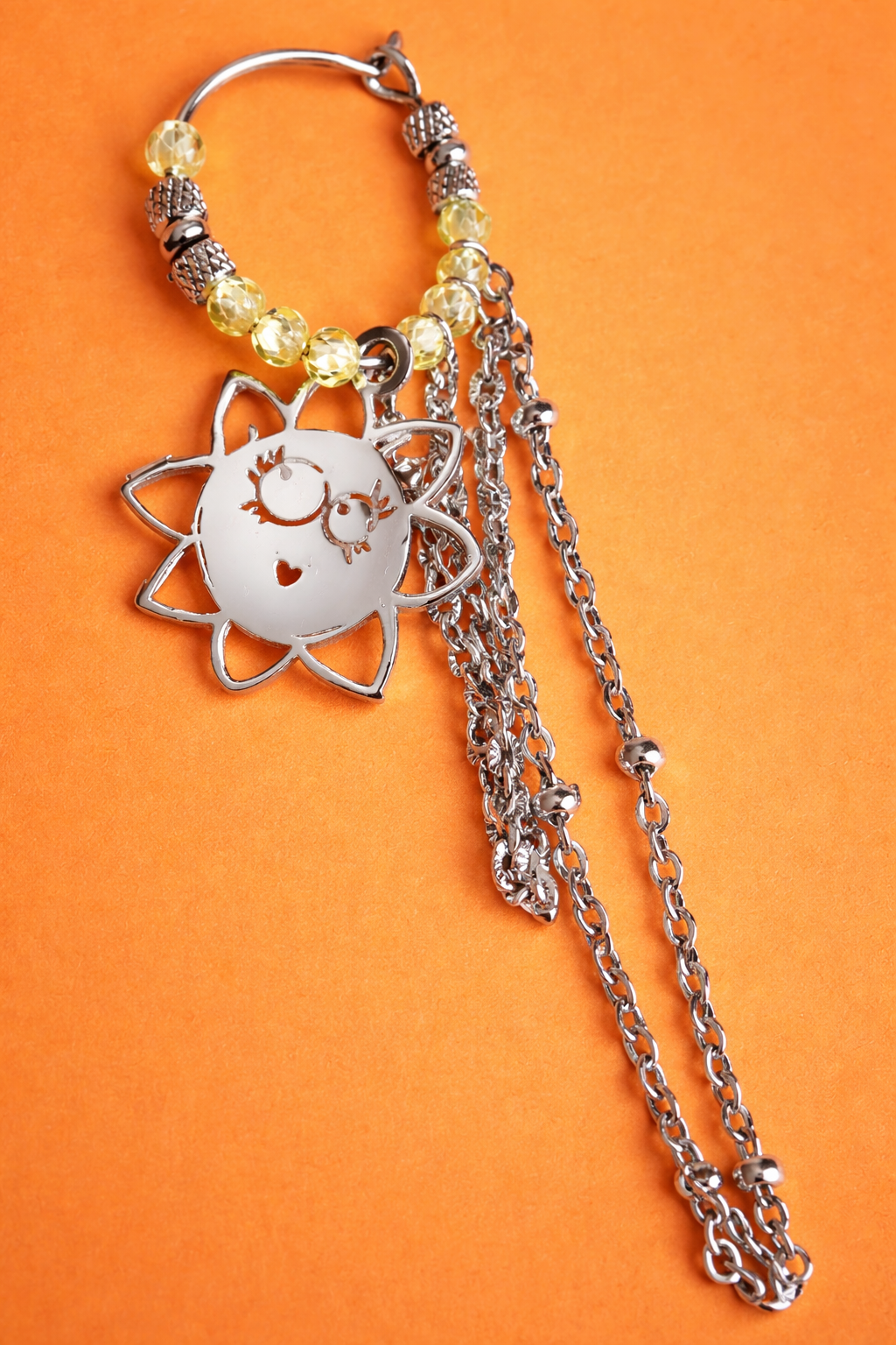 Mono orecchino in acciaio e zirconi gialli firmato Vizio Gioielli