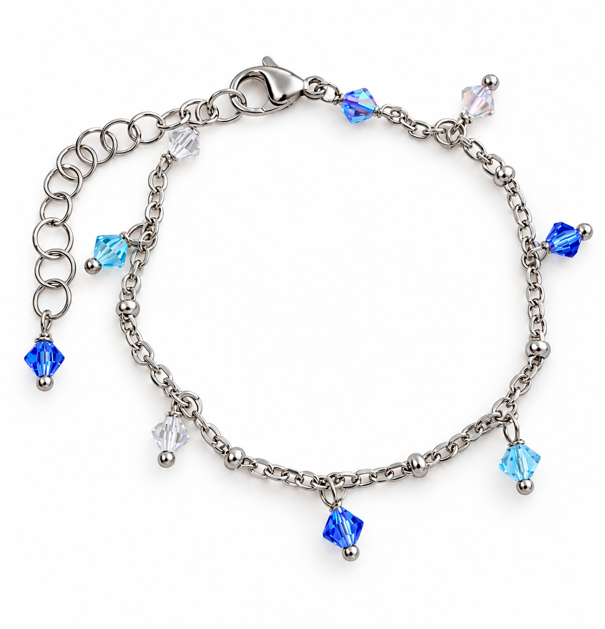 Bracciale in acciaio con cristalli blu California Day – Vizio Gioielli