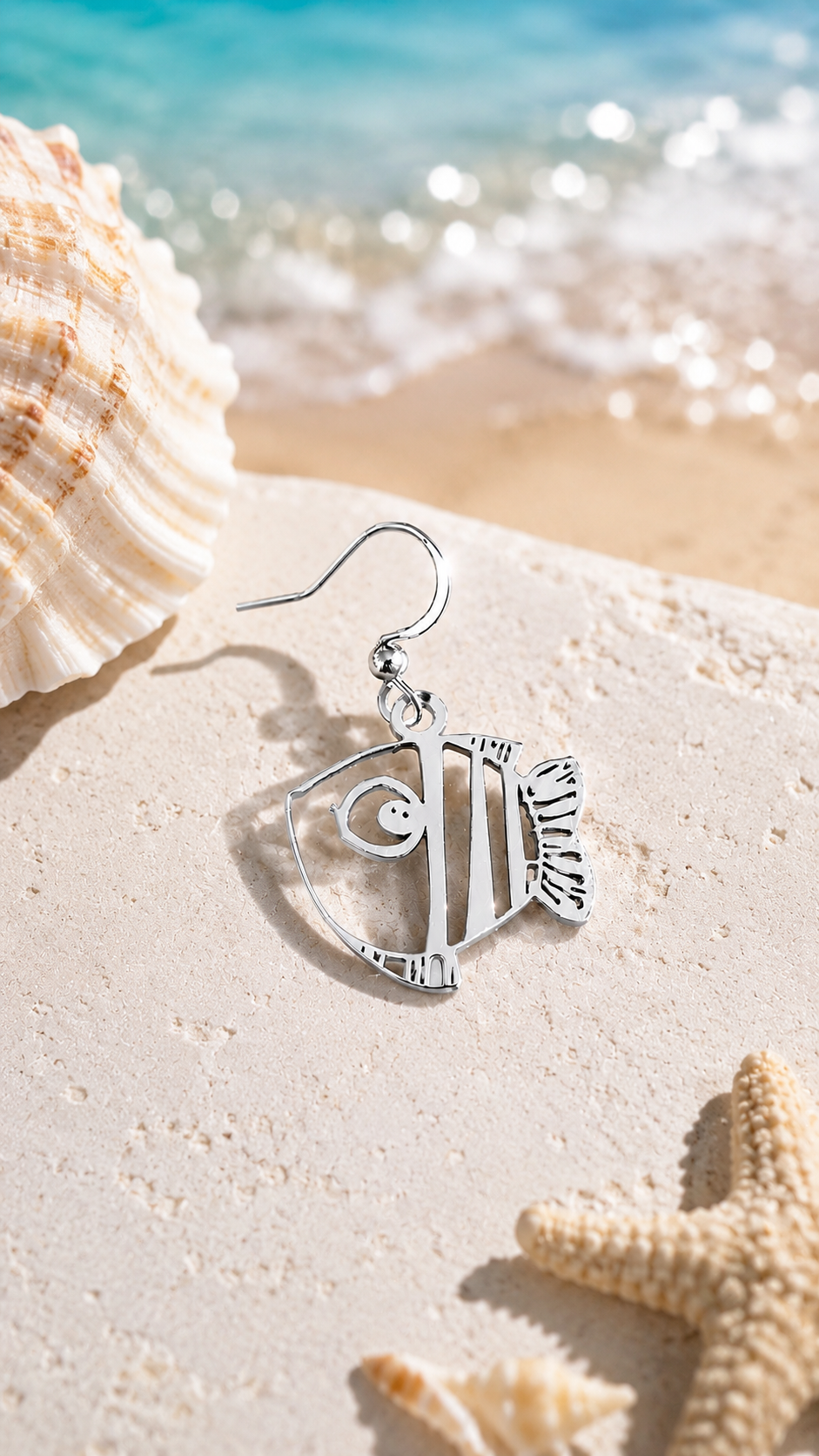 Orecchino Nemo in Acciaio Inossidabile Silver – Pendente Pesciolino Marino 3 cm