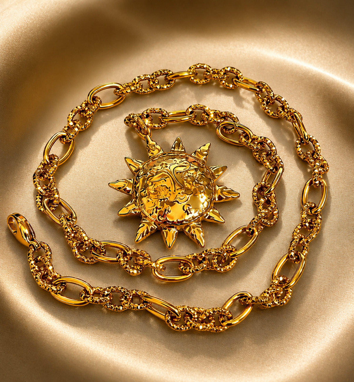 Collana Sun in Acciaio Dorato 50 cm