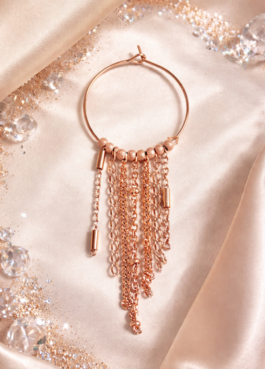 Mono Orecchino lungo in Acciaio rosato firmato Vizio Gioielli