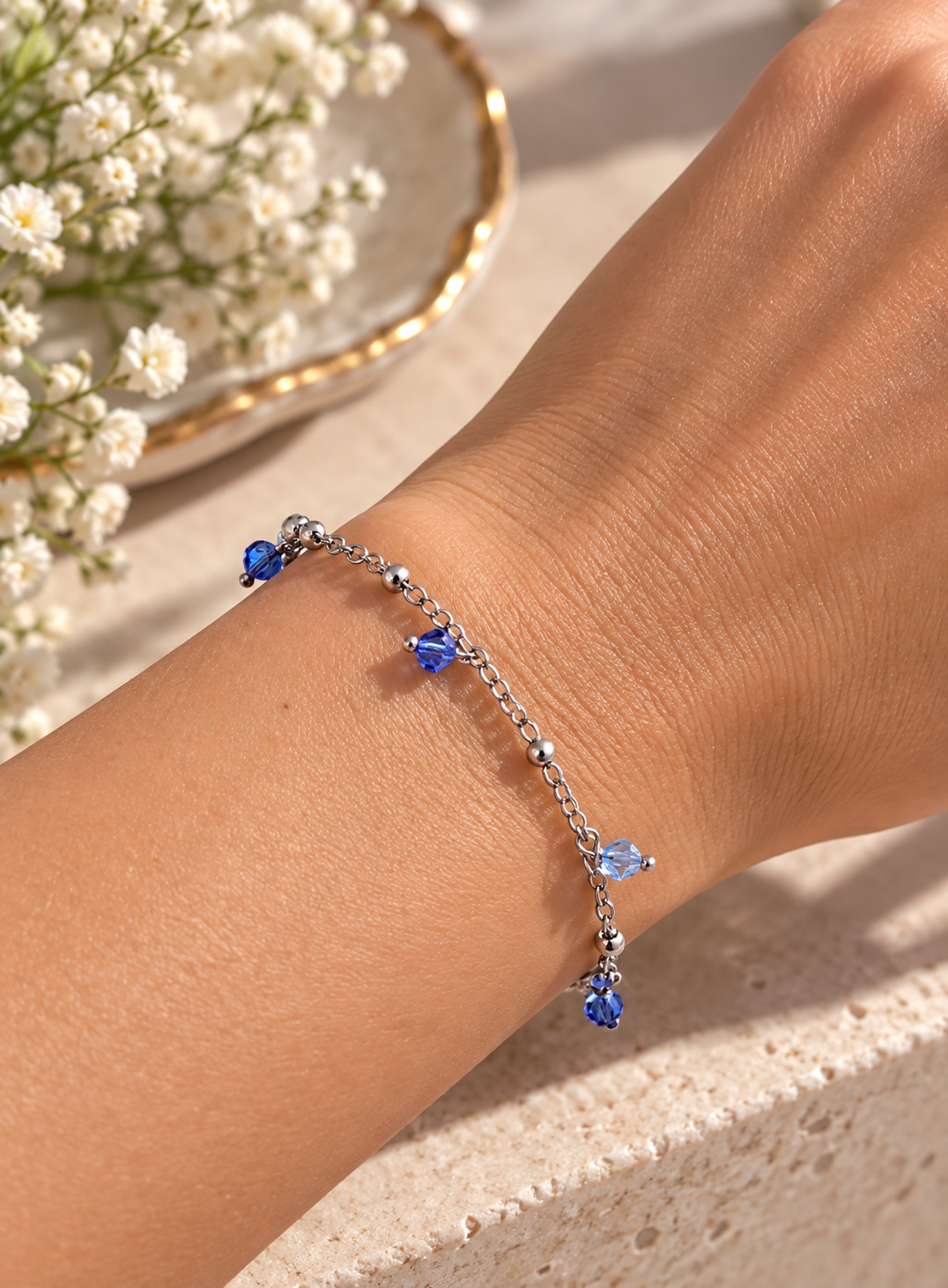 Bracciale in acciaio con cristalli blu California Day – Vizio Gioielli