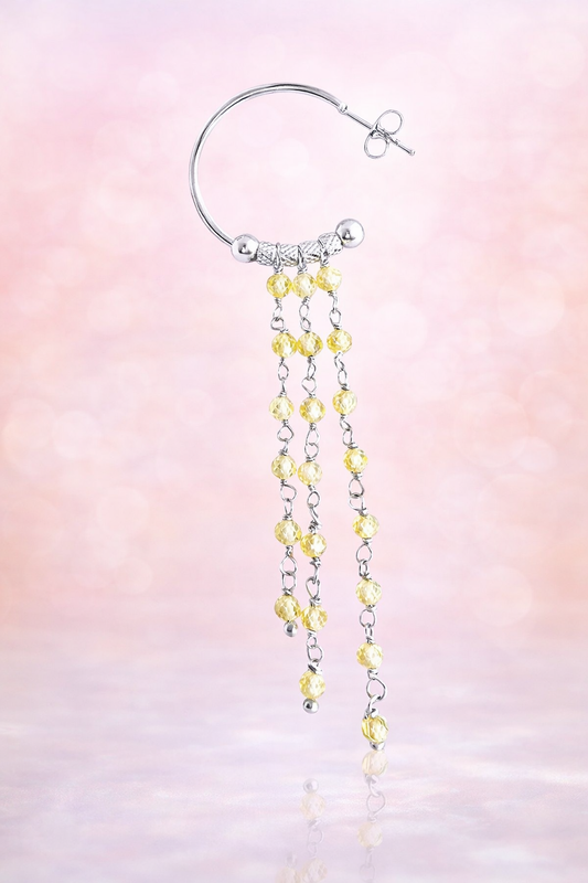 Mono orecchino in acciaio e zirconi gialli firmato Vizio Gioielli