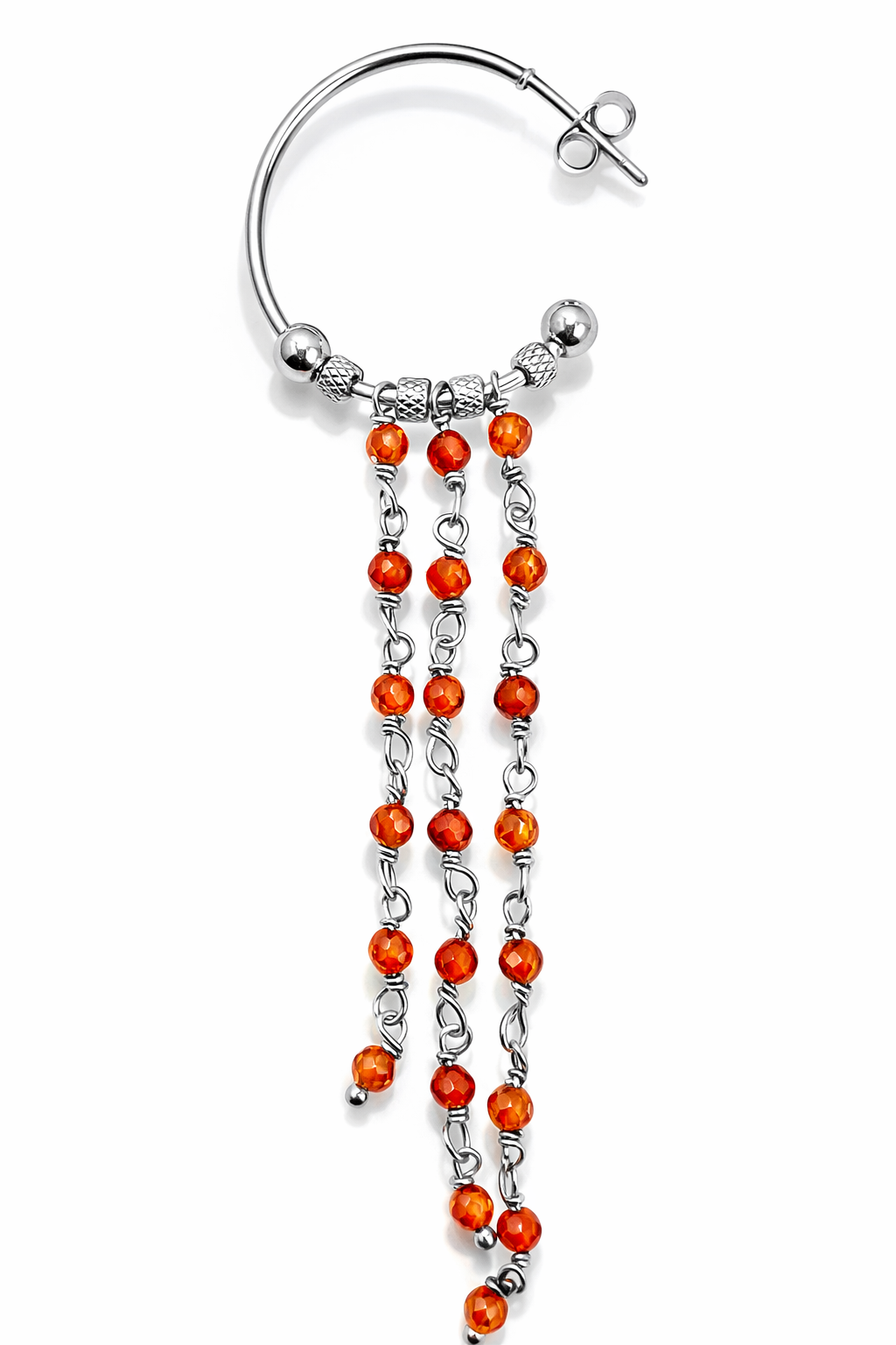 Mono Orecchino in acciaio e zirconi arancioni firmato Vizio Gioielli