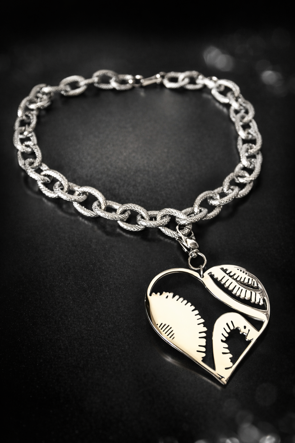 Girocollo in acciaio con ciondolo cuore Vizio Gioielli