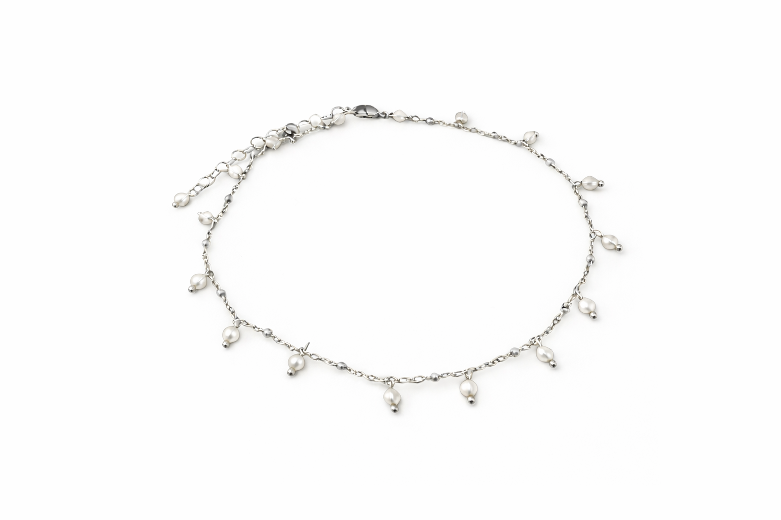 Girocollo in acciaio e perle Swarovski  bianche Vizio  Gioielli