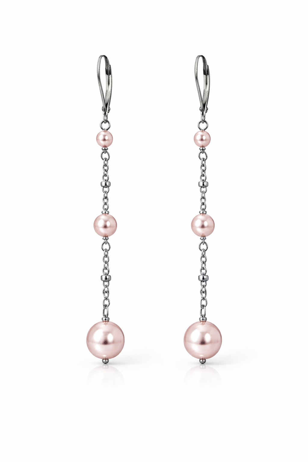 Orecchini in acciaio e perle Swarovski rosa firmati Vizio Gioielli