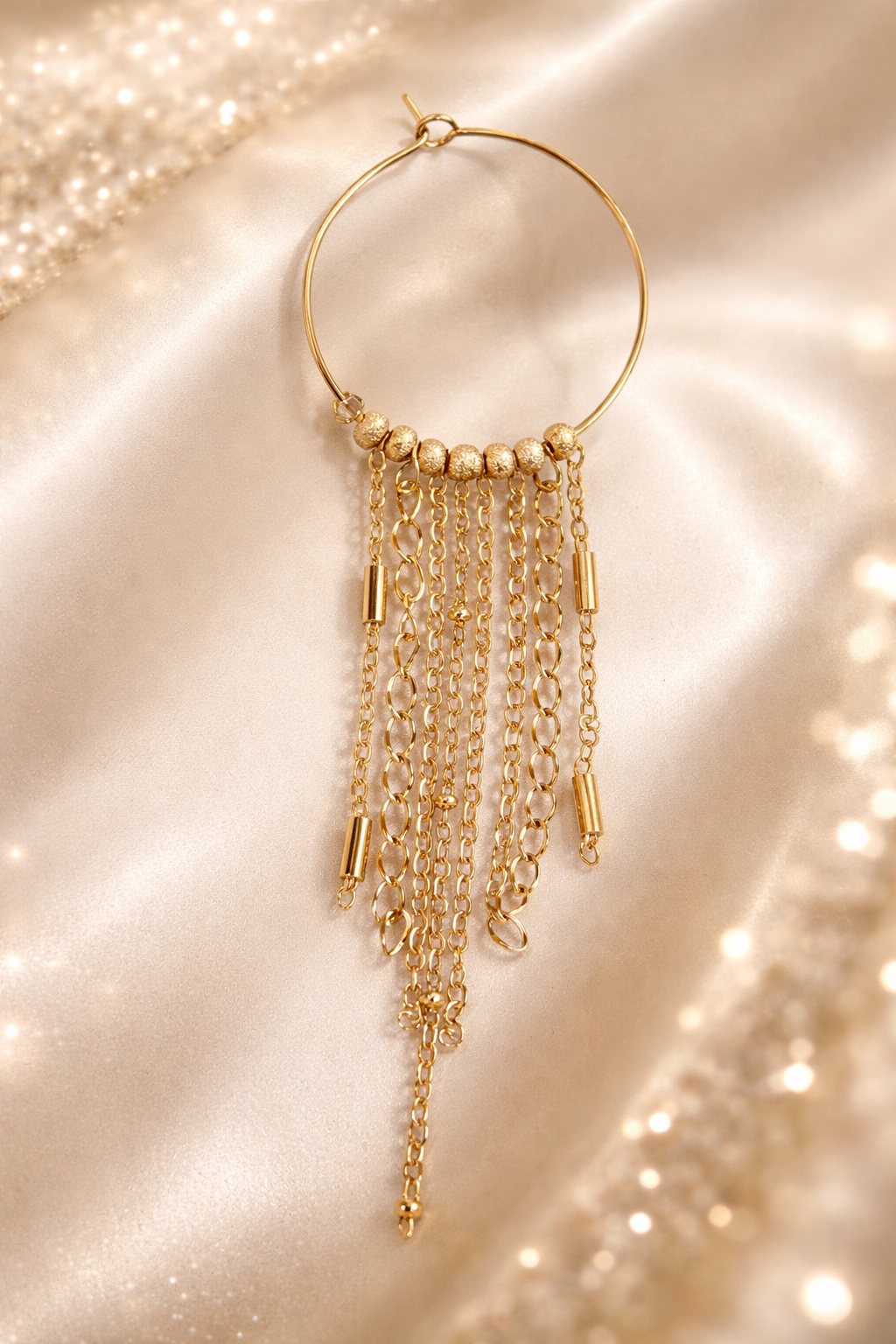 Mono Orecchino lungo in Acciaio dorato firmato Vizio Gioielli