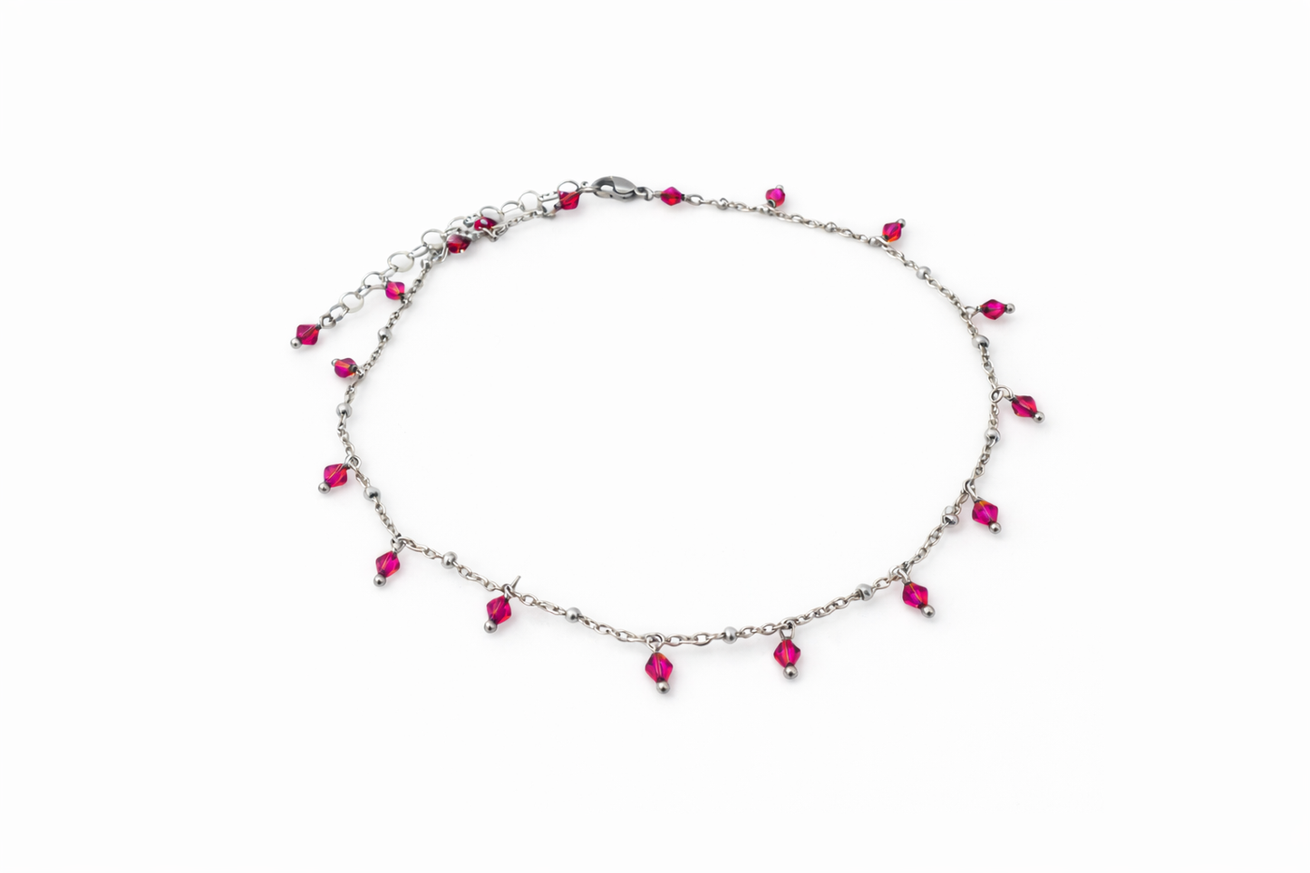 Girocollo in acciaio e cristalli Swarovski fucsia Vizio Gioielli