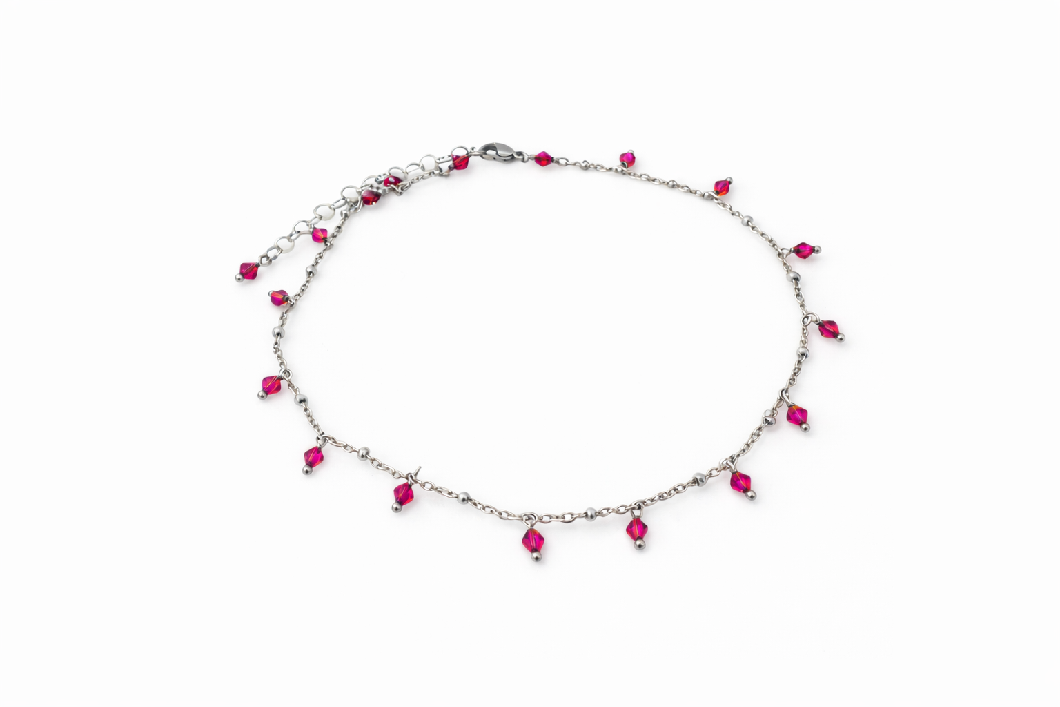 Girocollo in acciaio e cristalli Swarovski fucsia Vizio Gioielli