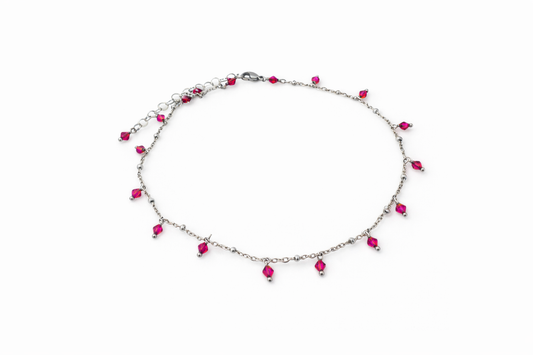 Girocollo in acciaio e cristalli Swarovski fucsia Vizio Gioielli