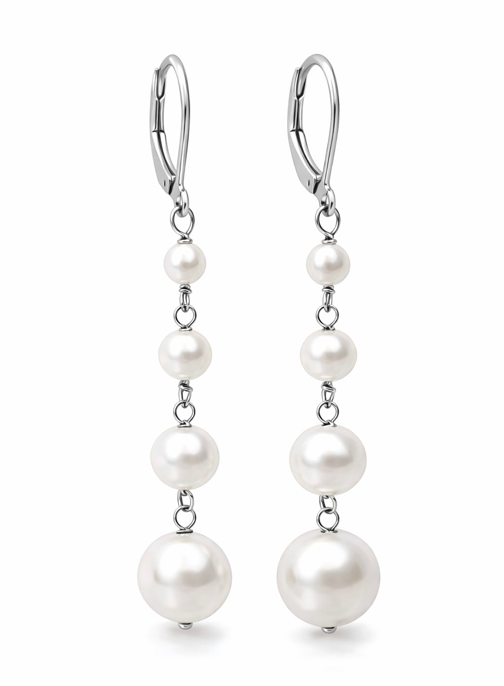 Orecchini in acciaio e perle di madreperla firmati Vizio Gioielli