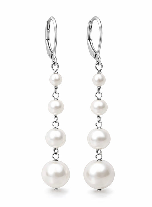 Orecchini in acciaio e perle di madreperla firmati Vizio Gioielli