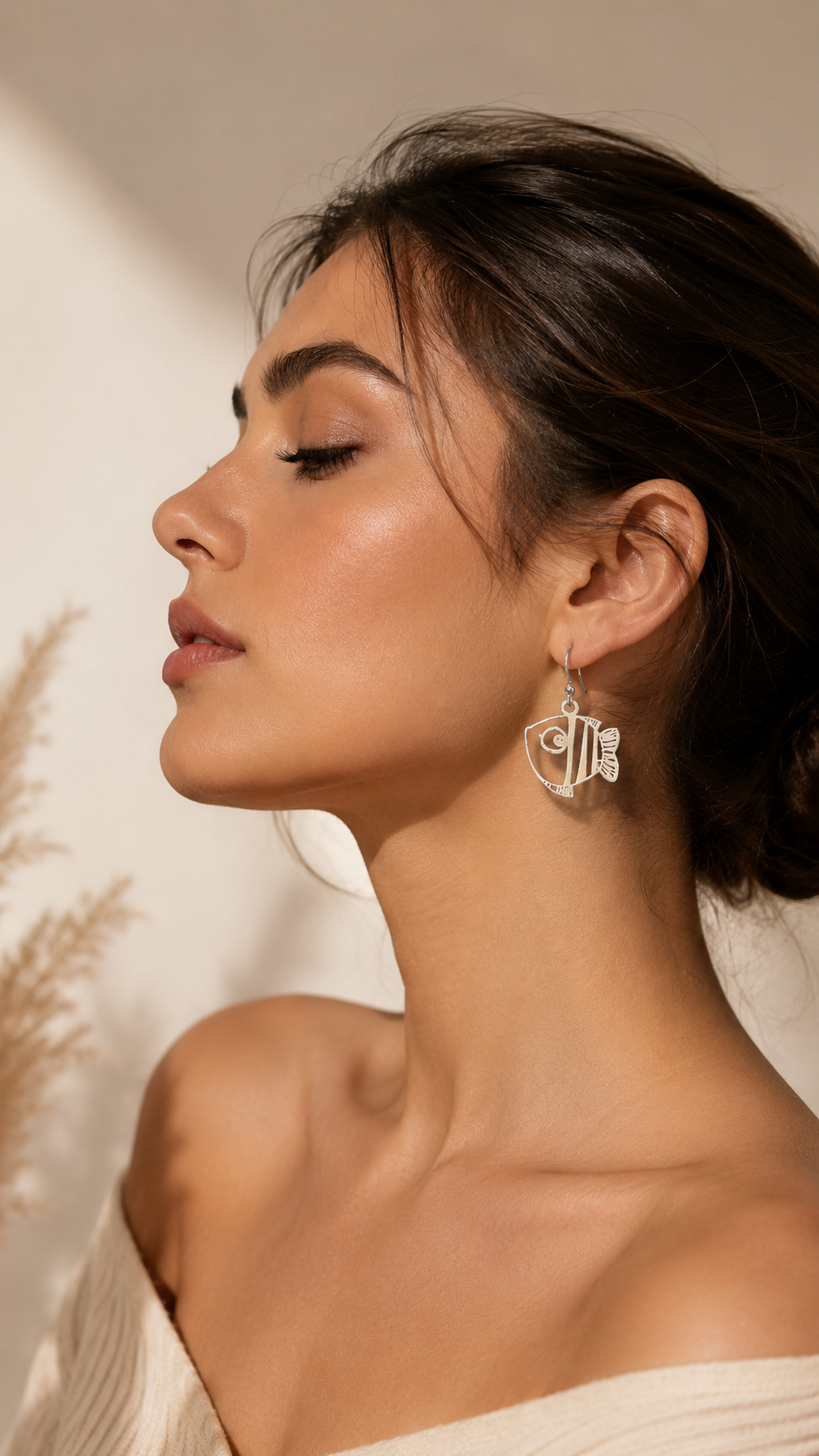 Orecchino Nemo in Acciaio Inossidabile Silver – Pendente Pesciolino Marino 3 cm