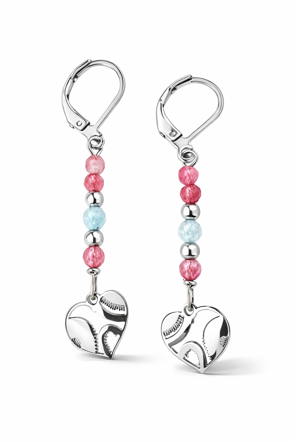 Orecchini in acciaio con tormaline e acquamarine firmati Vizio Gioielli