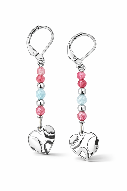 Orecchini in acciaio con tormaline e acquamarine firmati Vizio Gioielli
