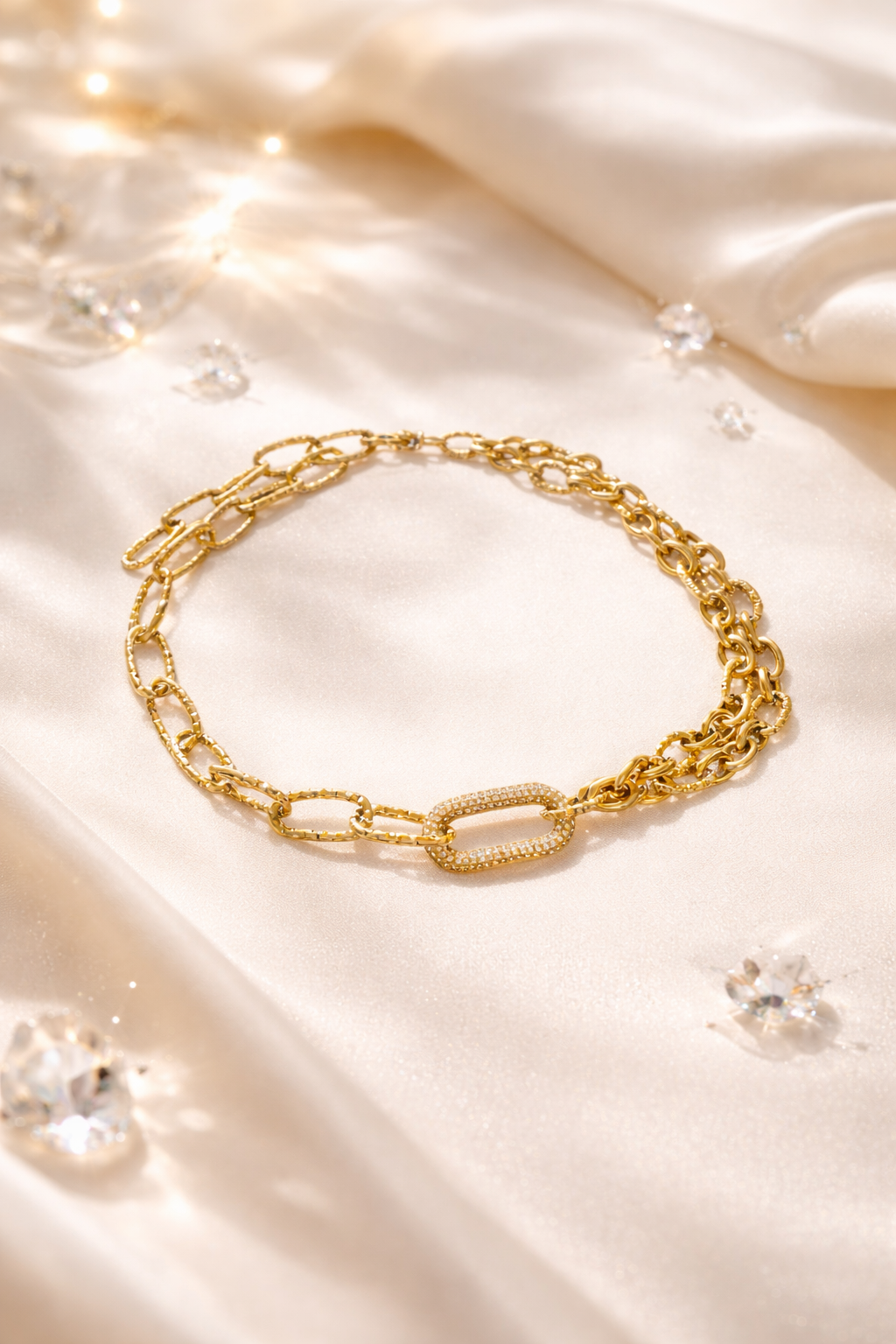 Girocollo in acciaio dorato Vizio Gioielli