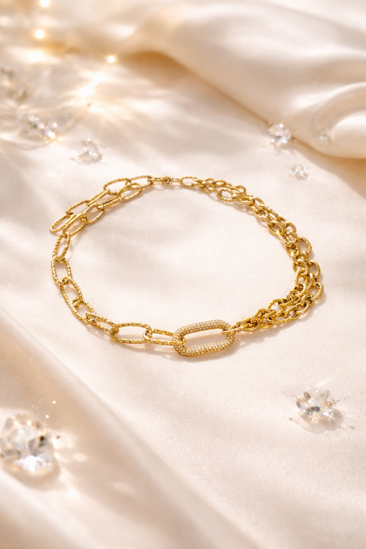 Girocollo in acciaio dorato Vizio Gioielli