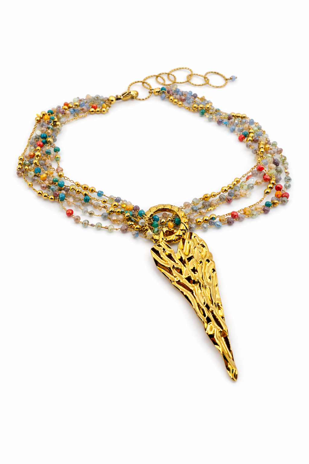 Girocollo multifilo in acciaio e cristalli con pendente cuore Vizio Gioielli