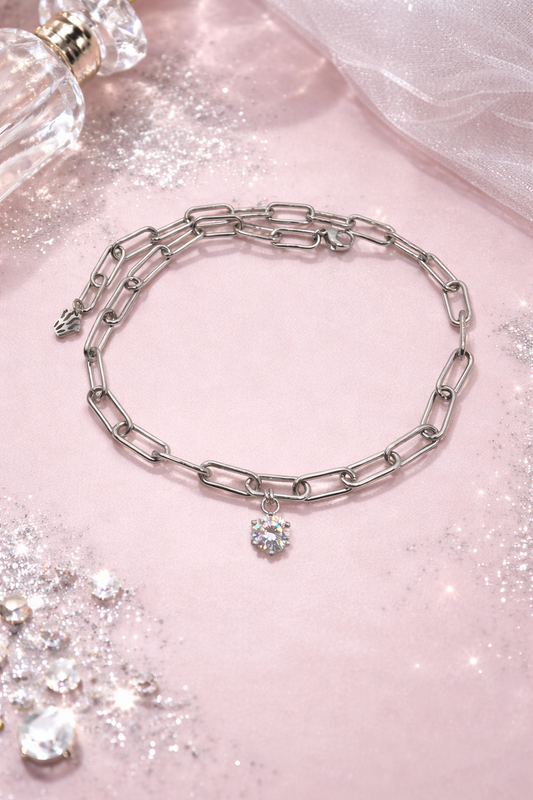 Girocollo in acciaio e moissanite firmato Vizio Gioielli