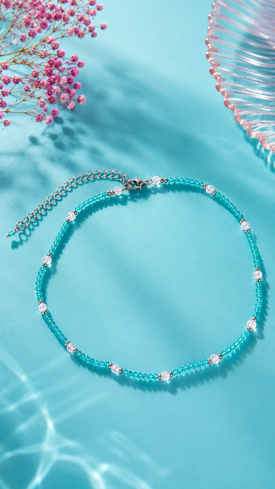 Girocollo Tiffany Vibes – Collana in acciaio e zirconi regolabile, fatta a mano