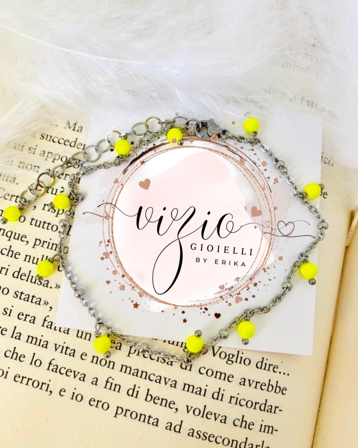 Cavigliera in acciaio e perle Swarovski 