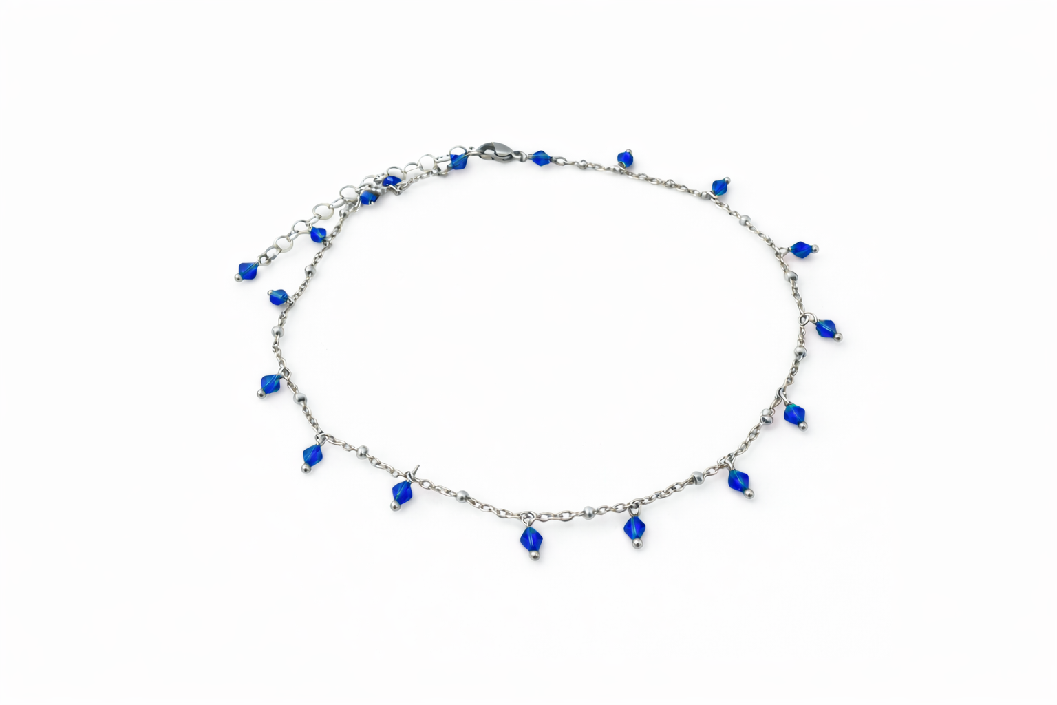 Girocollo in acciaio e cristalli Swarovski blu Vizio Gioielli