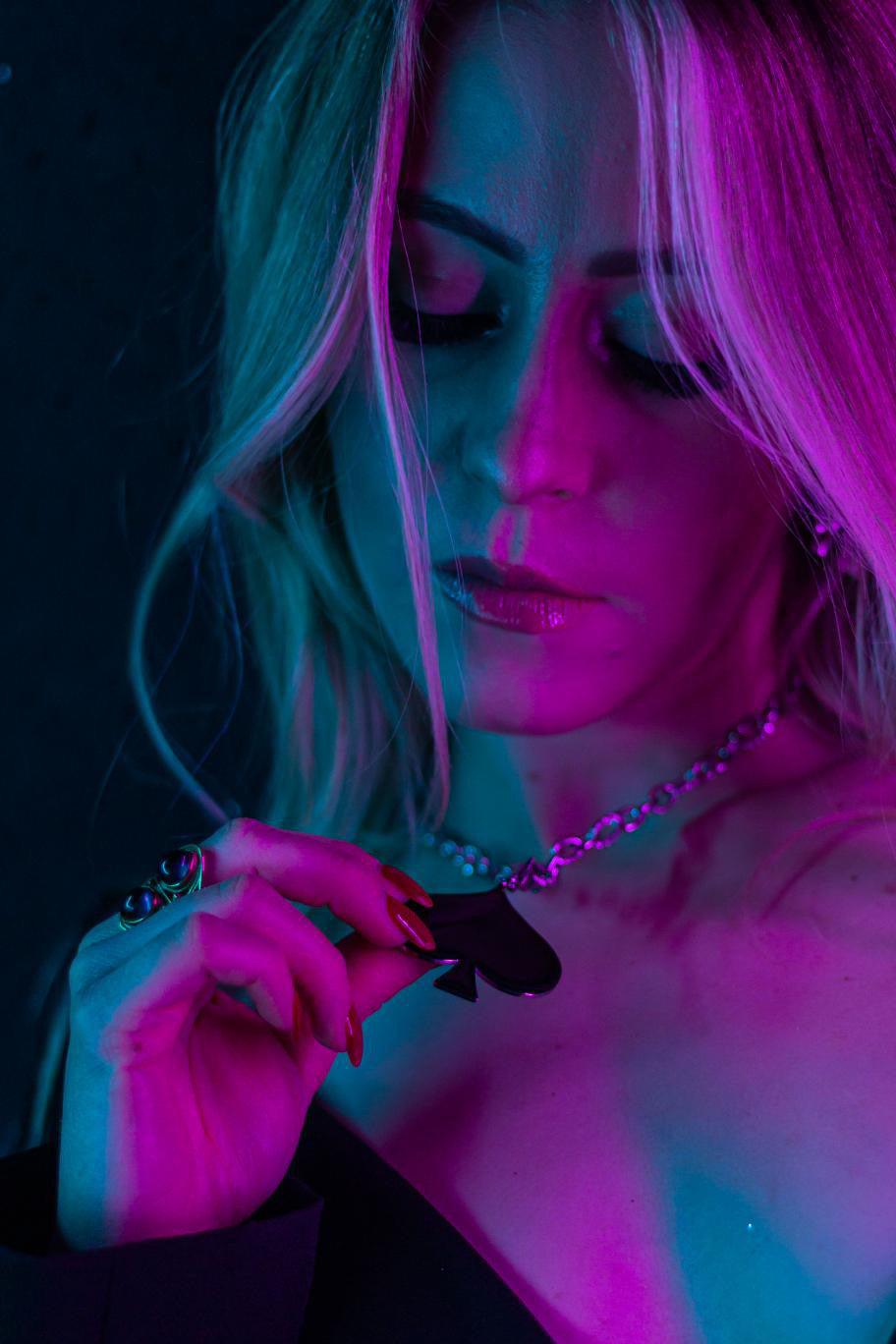 Girocollo e Ciondolo Picche in acciaio smaltato firmati Vizio Gioielli