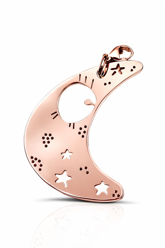 Ciondolo in acciaio rosato Luna firmato Vizio Gioielli