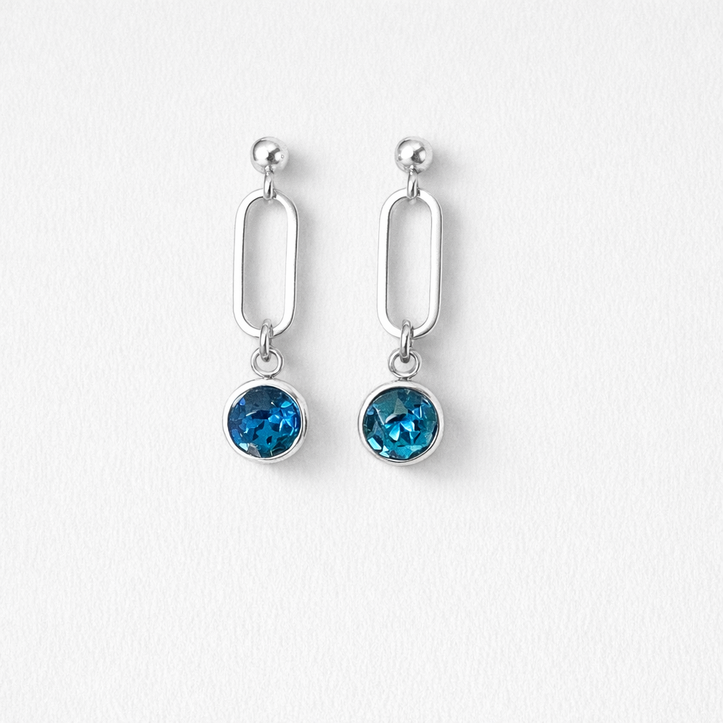 Orecchini in acciaio e cristalli blu firmati Vizio Gioielli