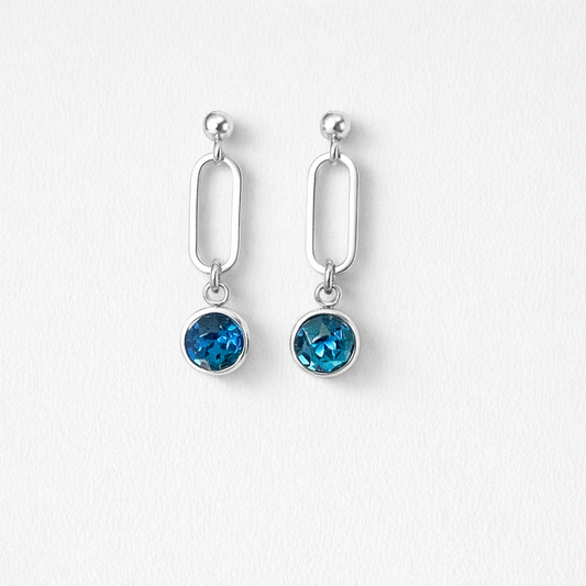 Orecchini in acciaio e cristalli blu firmati Vizio Gioielli